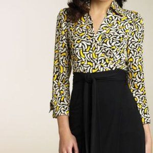 NWT Diane Von Furstenberg Half Moon Daffodil Wrap Dress size 12